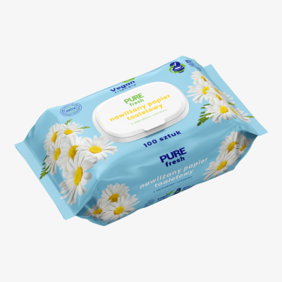 Pure Fresh nawilżany papier toaletowy 100 sztuk.