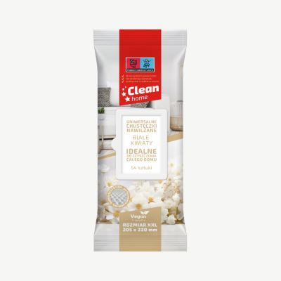 Uniwersalne chusteczki nawilżane do czyszczenia domu Clean Home Białe Kwiaty